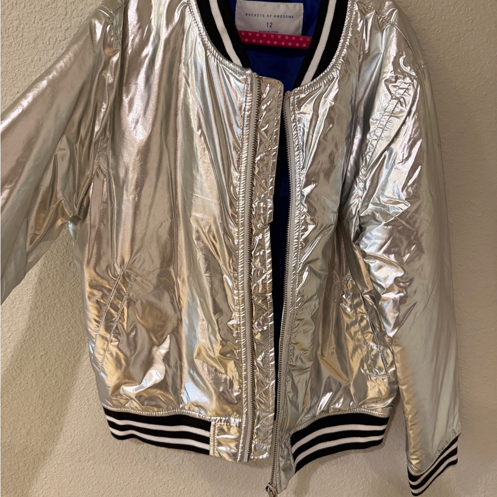 Rockets of Awesome Silver Kids Bomber Jacket (boy or girl) - Picture 2 of 5